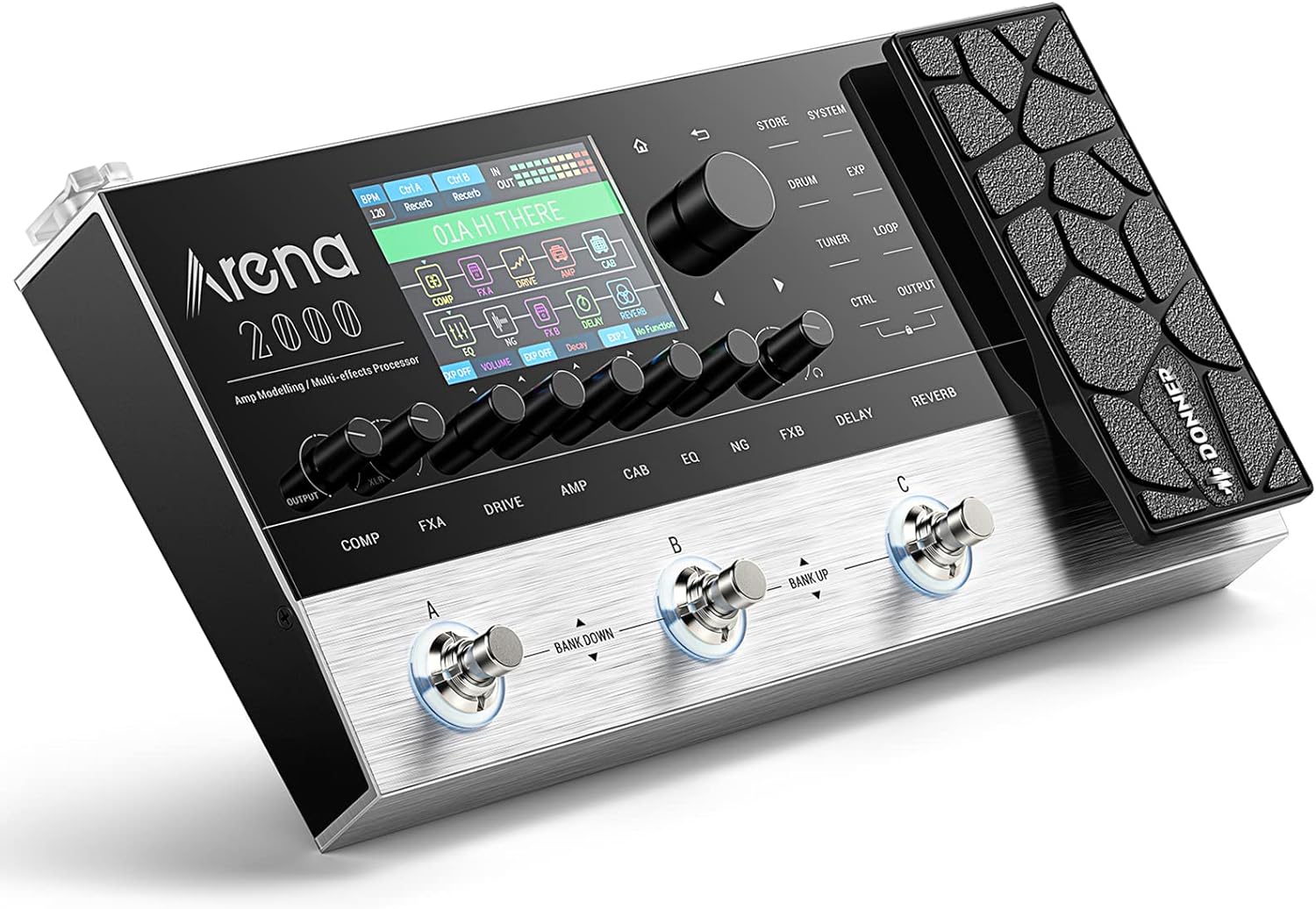 Donner Multi Effects Pedal, Arena 2000 Multieffects Processors Guitar Pedals with 278 Effects, 100 IRs, Looper, Drum Machine, Amp Modeling, Support XLR, MIDI IN